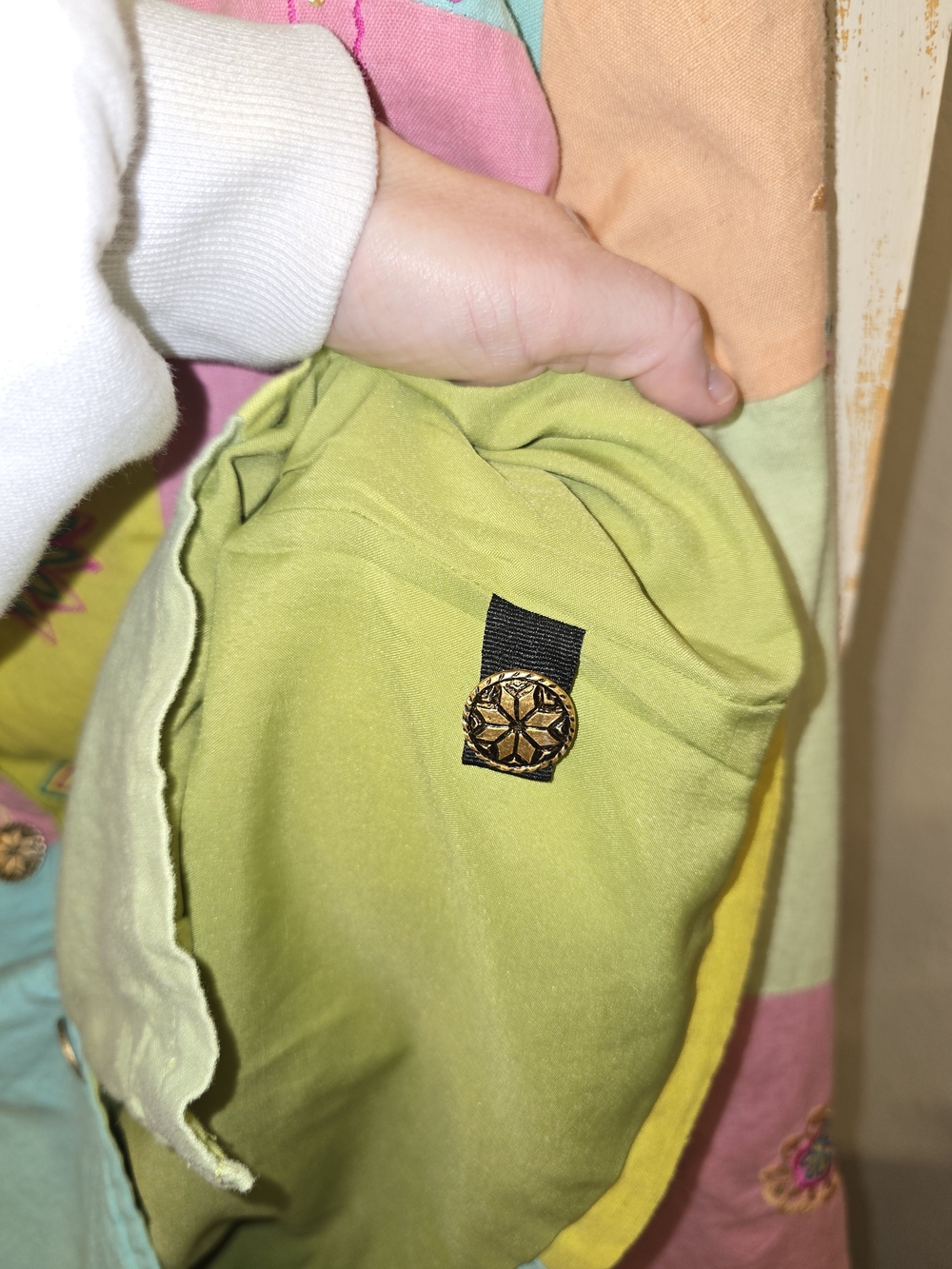 Indigo Moon Pastel Patchwork Embroidered Button Front Jacket - Picture 12 of 14